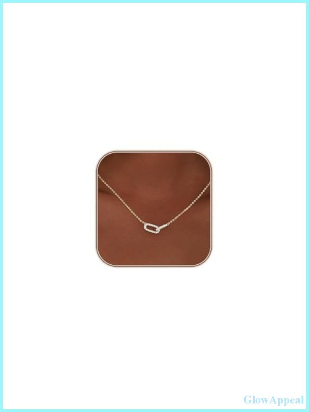 Dainty Gold Plated Paperclip Pendant Necklace with Cubic Zirconia for Women
